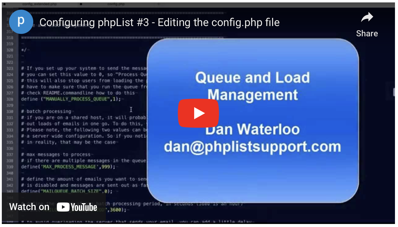 Configuring phpList #3 – Editing the config.php file